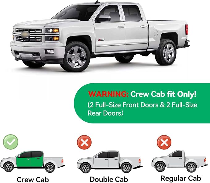 Floor Mats for 2014-2018 Chevy Silverado/GMC Sierra 1500 Crew Cab, 15-19 Silverado/Sierra 2500HD 3500HD, TPE Automotive All Weather Cover Protection Waterproof Black Floor Liner Front & Rear Row
