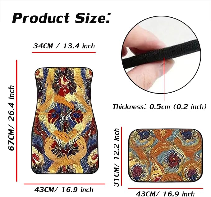 Car Floor Mats Non-Slip Automotive Floor Mats All-Weather Front Rear Car Floor Foot Mat Sets of 4 Pieces Foot Mats Rugs Carpet for Car Trucks SUV Sedans (Fangao-03)
