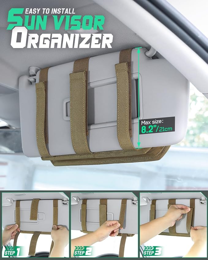 LIVANS Tactical Car Sun Visor Organizer, Fit Cars Trucks SUV Jeeps Patrols | Livans Tactical Car Sun Visor Organizer, Fit Cars Trucks Suv Jeeps Patrols