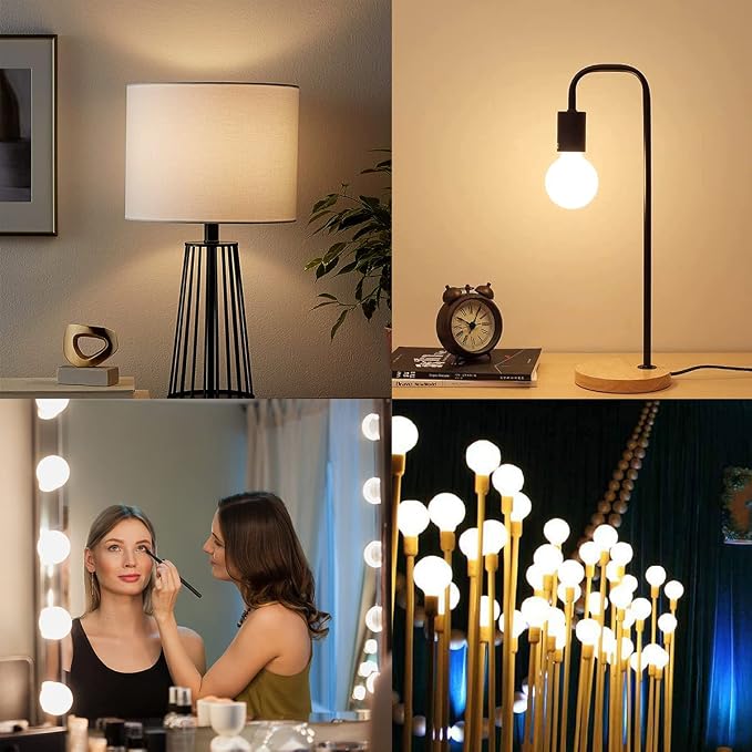 G25 LED Globe Light Bulbs, Dimmable 5W (40W Equivalent) LED Round Bathroom Bulbs, Warm White 2700K, 500LM, E26 Base, CRI90+ Decorative Glass Bulbs for Vanity Makeup Mirror Bedroom, 6 Pack