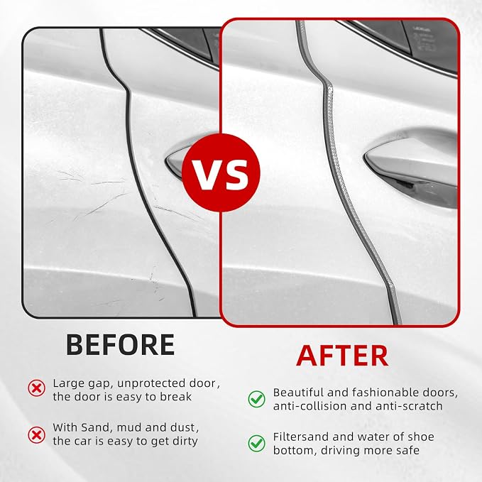 SINGARO 16.4Ft (5M) Car Door Edge Guard, No Glue Car Door Entry Guard Protective Strip, Rubber Edge Trim Car Door Protector, Applicable to Car, Truck, SUV and ATV, Car Exterior Accessories（Gray）