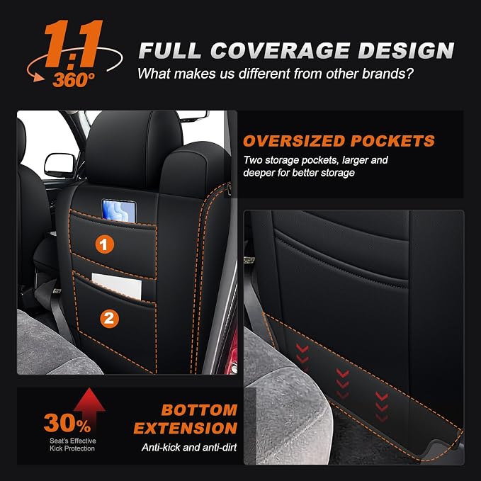 AOMSAZTO Car Seat Cover for Chevy Silverado/GMC Sierra 1500 (1999-2006) - Full Set Black Seat Covers (Black/Gray Diamond Grid)