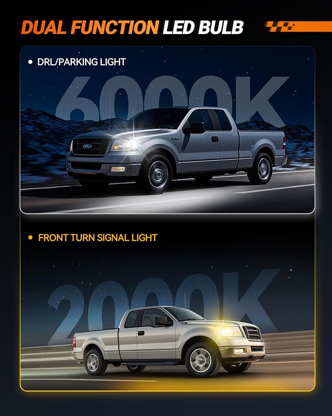 SEALIGHT 3157 Switchback LED Bulbs 3057 3457 4157 Dual Color Amber/White Anti Hyper Flash With Extra Resistor Error Free Turn Signal Lights and DRL/Parking Lights, 2PCs