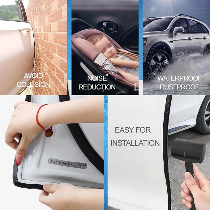Car Door Edge Guards White, 32.8Ft(10M) Car Door Edge Protector Rubber U Shape Edge Trim Universal Fit for Jeep Trucks Offroad SUV All Vehicles with Rubber Mallet(White 32.8FT)
