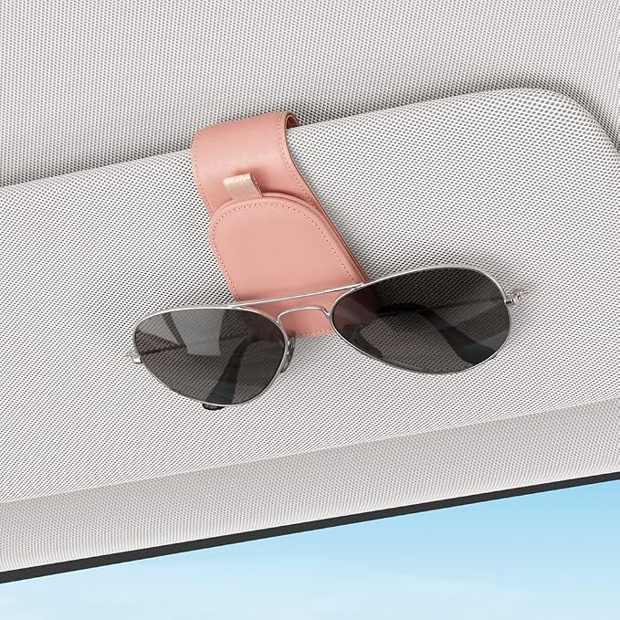 Sotfamily Sunglass Holder for Car Visor, Pink, 2 Packs | Suede Cloth, Magnetic, Organizer for Car Accessories