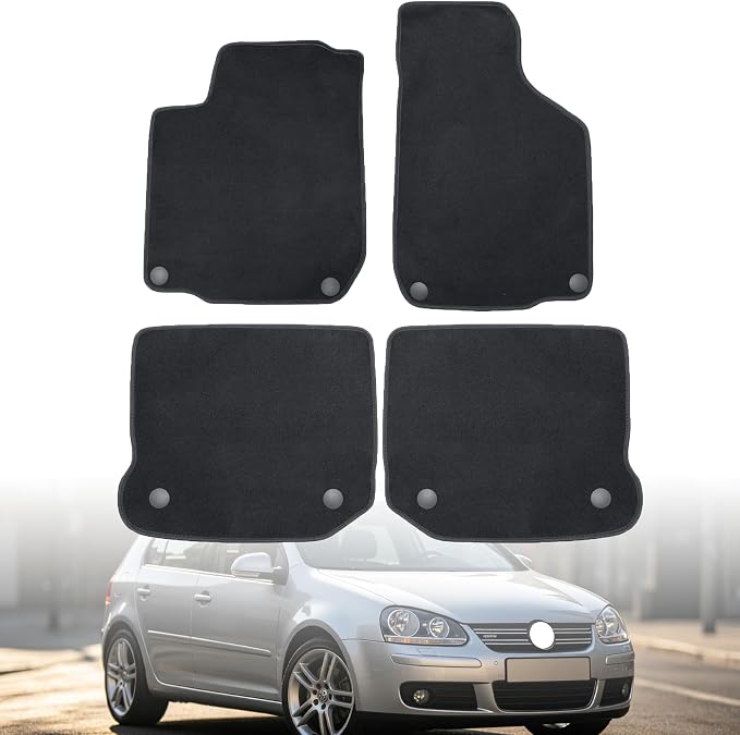 GXARTS Car Floor Mats Carpet Full Set All-Weather Protect Compatible with Volkswagen Golf/Jetta MK4 1999 2000 2001 2002 2003 2004 2005 | Waterproof Black Car Mats with Anti-Slip Backing