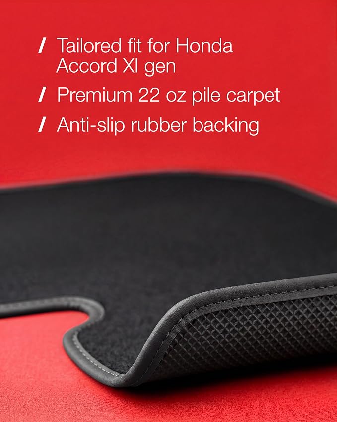 Floor Mats for Honda Accord 2018-2027 Sedan - Custom 3D Fit - Waterproof Anti-Slip Backing - 22oz Heavy Duty Carpet Mat - Set of 4 All Weather Car Liner Floormats (for 2023-2027 Honda Accord)