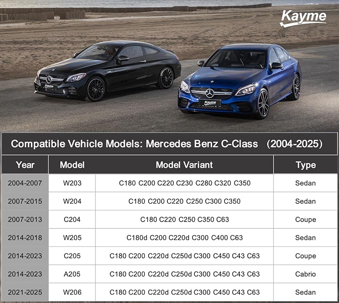 Kayme Heavy Duty Car Cover Custom Fit Mercedes Benz C-Class C300 C350 C400 C450 C63 AMG, Waterproof All Weather for Automobiles, Full Exterior Covers Sun Rain UV Protection.