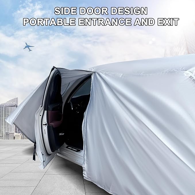 Full Car Cover Universal 6 Layers Outdoor Thicked All Weather Cover, Sunshield, Waterproof, Snow Proof, UV Proof, Scratch Proof, Bird Droppings, 6 Reflective Strips, Fits SUVs up 205"-216"