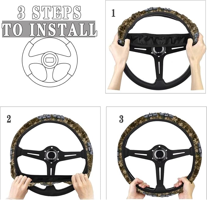 AFPANQZ Car Steering Wheel Covers 14-15" inch Universal Fit Protection | Tiger Branch Automotive Steering Wheel Cushion, Soft Anti-slip Universal Car Interior Accessories, Easy Install