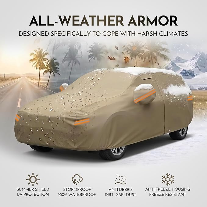 Kaugung Custom Fit Car Cover for Infiniti QX60 JX35 (2013-2026), Heavy Duty All Weather Waterproof Outdoor SUV Cover, Sun Rain UV Protection with Driver Door Zipper, Mirror Pockets & Air Vents