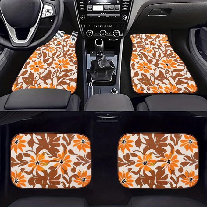 Car Floor Mats Non-Slip Automotive Floor Mats All-Weather Front Rear Car Floor Foot Mat Sets of 4 Pieces Foot Mats Rugs Carpet for Car Trucks SUV Sedans (Fall-02)