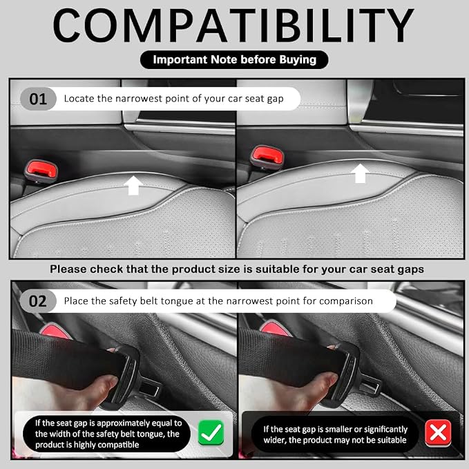 2PCS 2026 New Car Seat Gap Filler Organizer,Deepened No Drop Car Gap Seat Filler with Storage Slots & Reserved Charging Hole,Universal Cars Seats Gaps Plug Cars Interior Accessories
