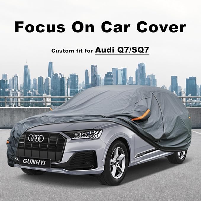 GUNHYI Premium Car Cover Custom Fit Audi Q7/SQ7, 16 Layers Heavy Duty Car Cover Waterproof All Weather with Zipper Door for Sun Rain Snow Dust Uv Protection