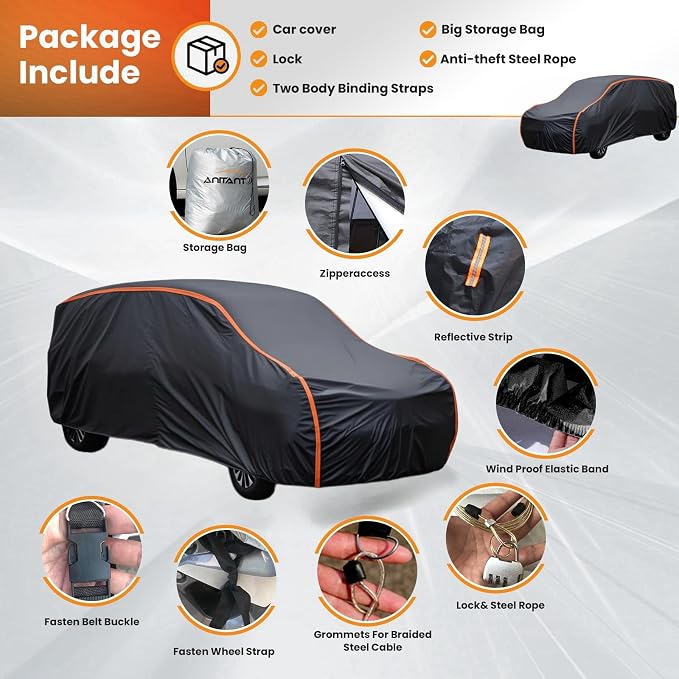 Super Lightweight Large Van Cover,Waterproof All Weather Car Cover Rain UV Protection Full Exterior Covers Fit Van Up to 228”Lx72 Wx72 H