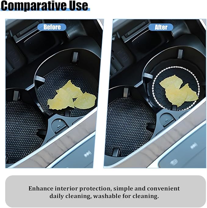 HZEL 4PCS Bling Car Cup Holder Coaster, Shiny Crystal Rhinestone Silicone Dustproof Drink Cup Insert Pad, Dazzling Automotive Interior Water Bottle Holder Embedded Mat, Universal Fit (Black)