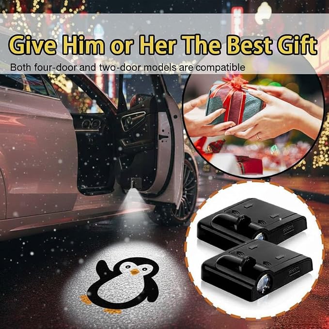 2PCS Cat Car Door Lights Projector,Wireless LED Welcome Puddle Lights,Magnetic Logo Projector Door Light Decor Car Accessories Cat Gifts for Women Men,Suitable for All Vehicles Motorcycle