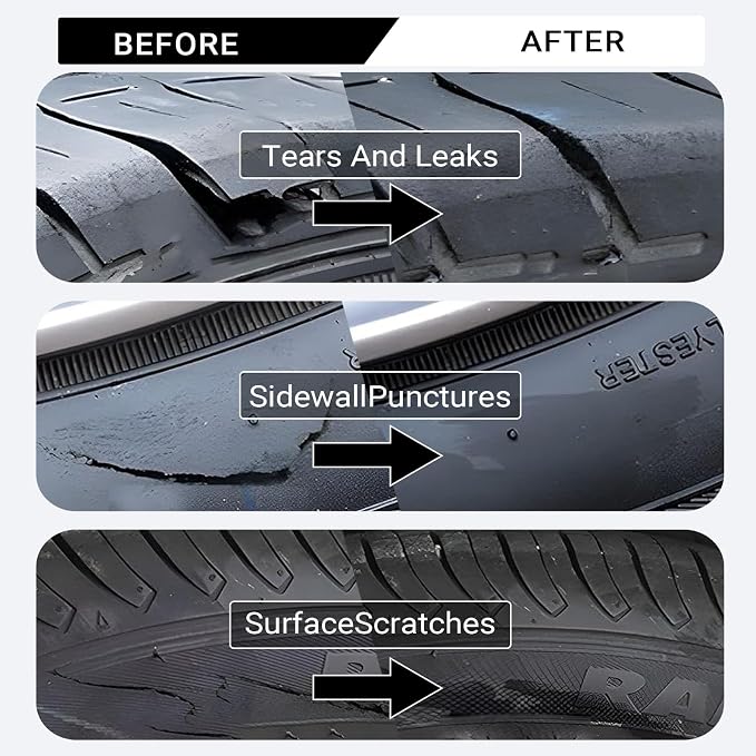 Tire Repair Glue, Tire Repair Nail, Tire Repair Rubber Nails Kit, 50ml | Seamless Strong Bonding, Flexible, Waterproof, Suitable for All Tire Types, Two Sizes Nail for Car, Motorcycle, Bike