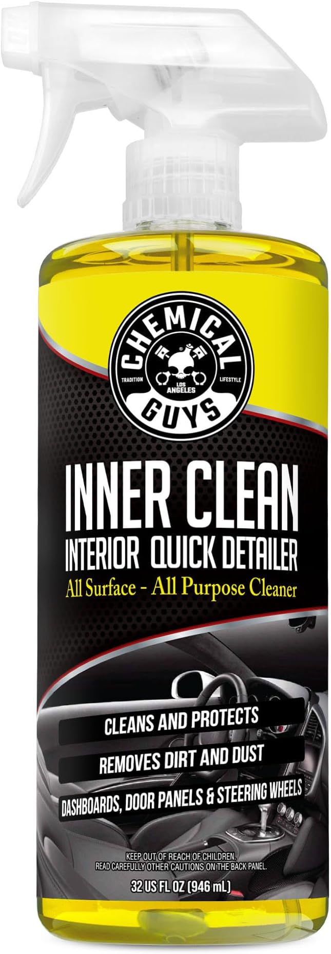 Chemical Guys, InnerClean Interior Quick Detailer, Pineapple Scent, 32 oz | Spray-and-wipe detailer cleans and refreshes dashboards, door panels, seats and trim, pineapple scent, non-greasy