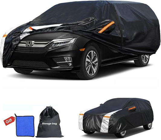 Large SUV Car Cover for Honda Odyssey 100% Waterproof All Weather, Heavy Duty Outdoor Full Exterior Covers Rain Sun Wind UV Protection.