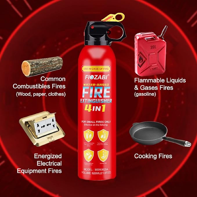 Portable Fire Extinguisher Spray With Bracket Can Prevent Re-Ignition,Best Suitable for The House/Car/Truck/Boat/Kitchen/Home Water-Based Fire Extinguishers Fire Type A/B/C/K 620ml (24 Pack)