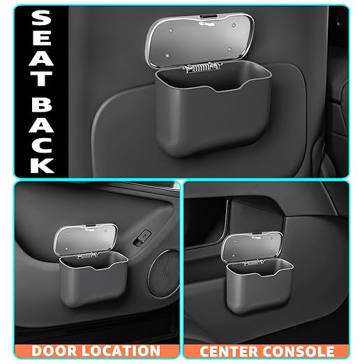 HOLDCY Car Trash Can, Waterproof Multi‑Functional Auto Trash Bin for Door/Console/Seat Back, Universal Vehicle Garbage Can for Car/Truck/SUV Drivers (Black)