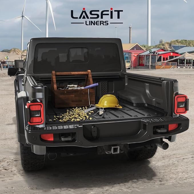 LASFIT 5FT Bed Mat for Jeep Gladiator JT 2026 2025 2024 2023 2022 2021 2020 (60 inches), All Weather TPE Custom Fit Truck Bed Mat Truck Bed Liner, Black