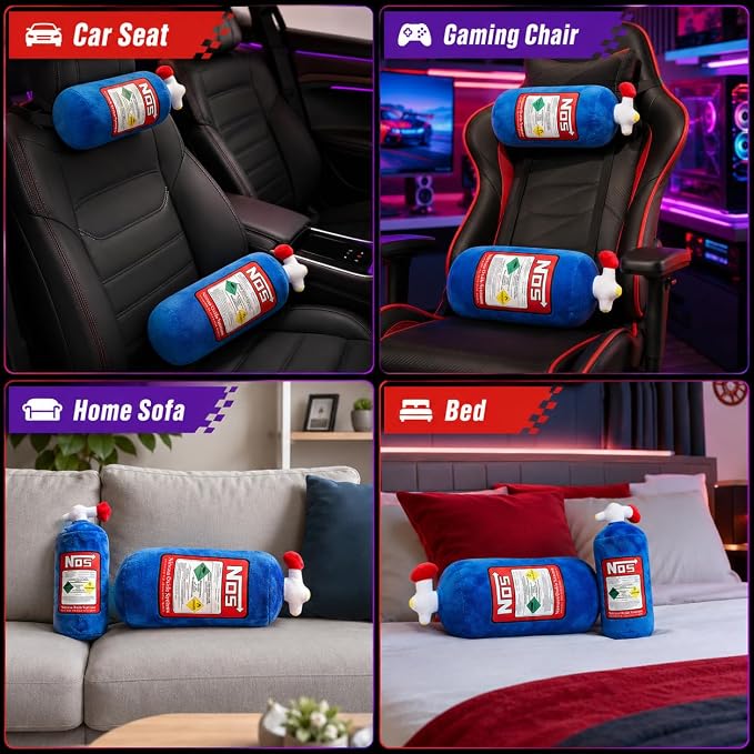 Car Neck Pillow NOS Pillow Bottle Car Headrest Pillow Soft Plush Neck Support Cushion for Driving, Office,Home,Party Decorations(11 inch 2 Pack)