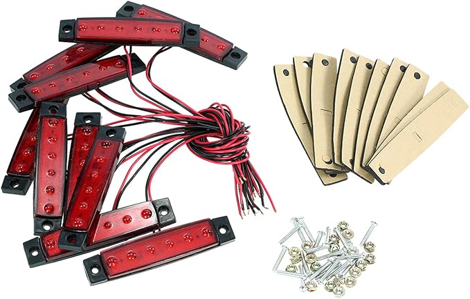 10 Pack LED Rock Strip Lights Waterproof Exterior Interior Lights Car Underglow Wheel Fender Well Lighting Kits for Golf Cart Jeep Wangler Offroad Truck Ford RV UTV ATV RZR Snowmobile (Red)