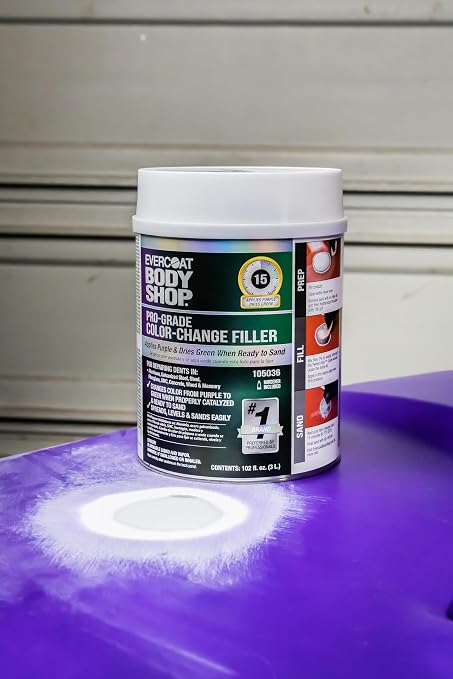 Evercoat Body Shop 105067 Pro-Grade Color-Change Putty for Filling Minor Dings, Scratches and Low Spots in Aluminum, Fiberglass & More, Easy Mix Hardener Included 13 Fl Oz.