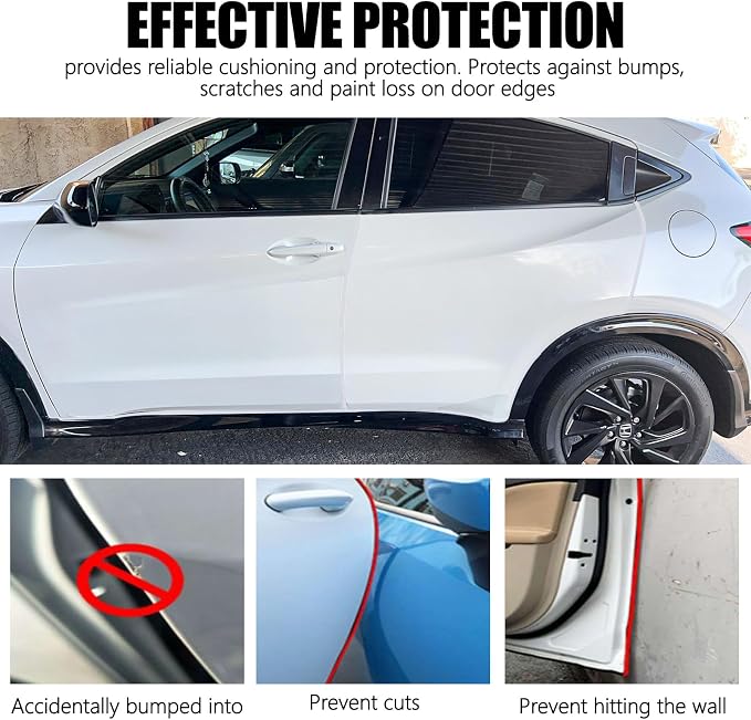 Wuyaoyao 16.4Ft (5M) Car Door Edge Guards, Rubber U Shape Automotive Door Entry Guard Protector Strip, No Glue Required, Universal Vehicle Doors Edge Trim, Exterior Car Accessories (White, 16.4FT)