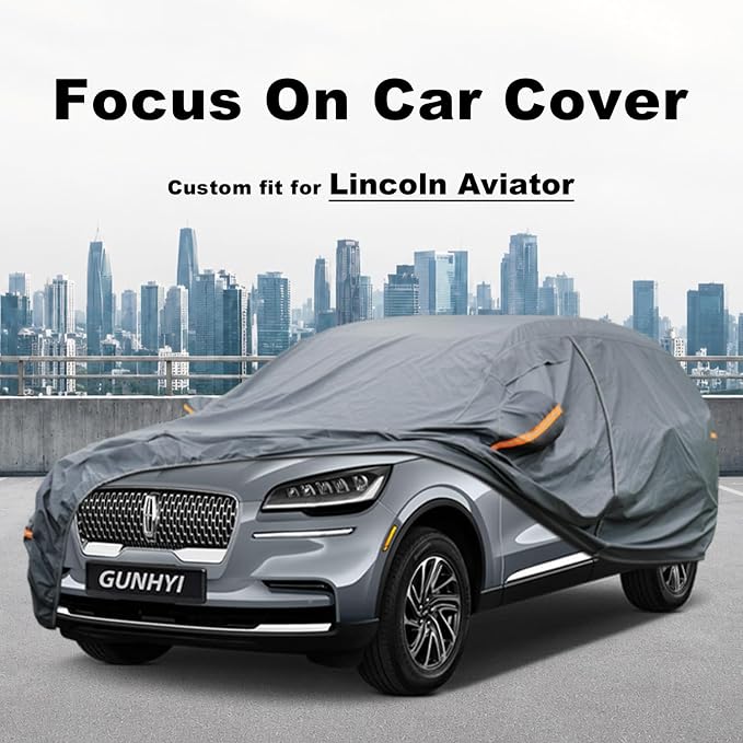 GUNHYI Premium Car Cover Custom Fit Lincoln Aviator, 16 Layers Heavy Duty Car Cover Waterproof All Weather with Zipper Door for Sun Rain Snow Dust Uv Protection