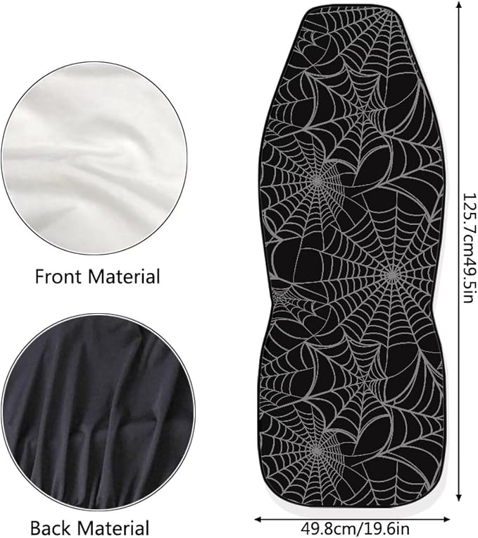 Spider Web Front Seat Covers Set of 2, Soft Stretch Polyester Car Seat Protectors for Front Seats, Universal Fit for Most Cars, SUVs and Sedans