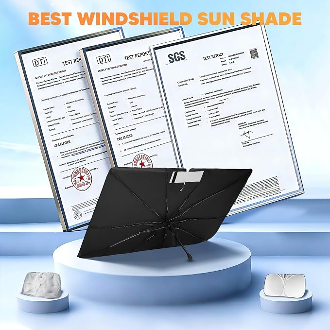 KUST Sun Shade Umbrella for 2011-2025 2026 Kia Sportage | Custom Fit Windshield Sunshade | Foldable Sunshade with Bendable Handle | Blocks Heat & UV Rays Keep Car Cool Sunshield