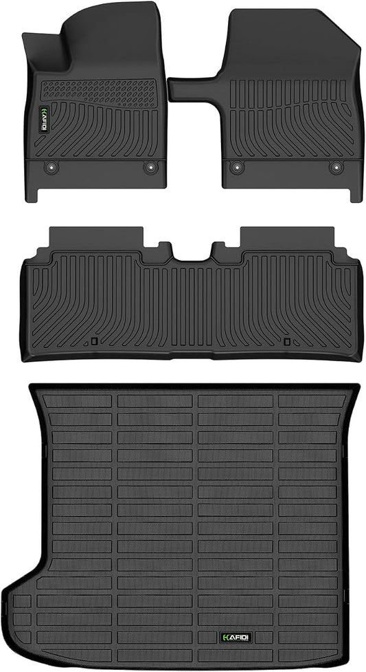 HAFIDI® Floor Mats & Cargo Liner Set Fit for 2022-2024 KIA EV6 All Weather Protection TPE Anti-Slip Automotive Full Set Floor Liners Custom Accessories - Black