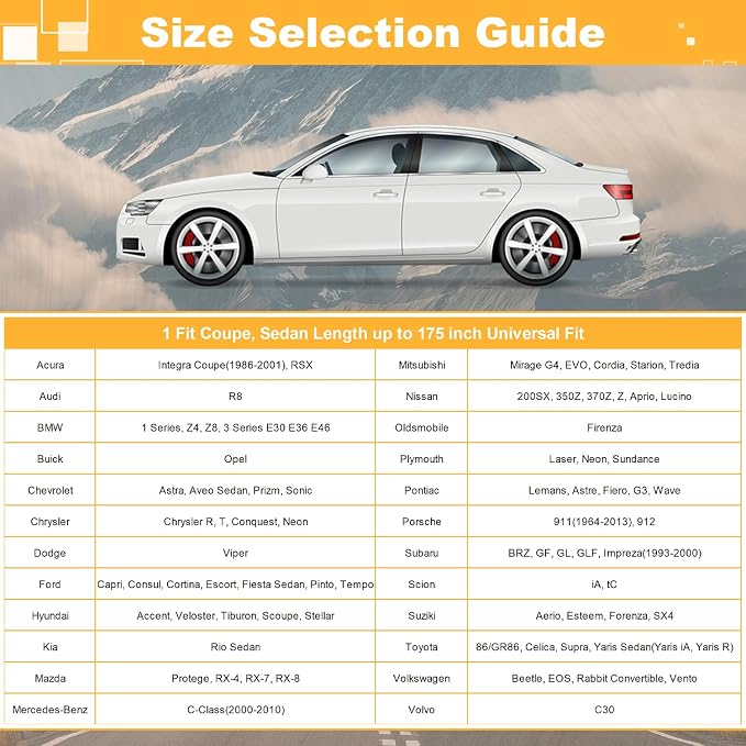GUNHYI 16 Layers Car Cover for Coupe Sports Sedan Waterproof All Weather, Universal Fit Audi TT, BMW Z4, Subaru BRZ, Toyota 86/GR86/Celica/Supra, Mazda RX-7/RX-8, Hyundai Accent, Dodge Viper etc.