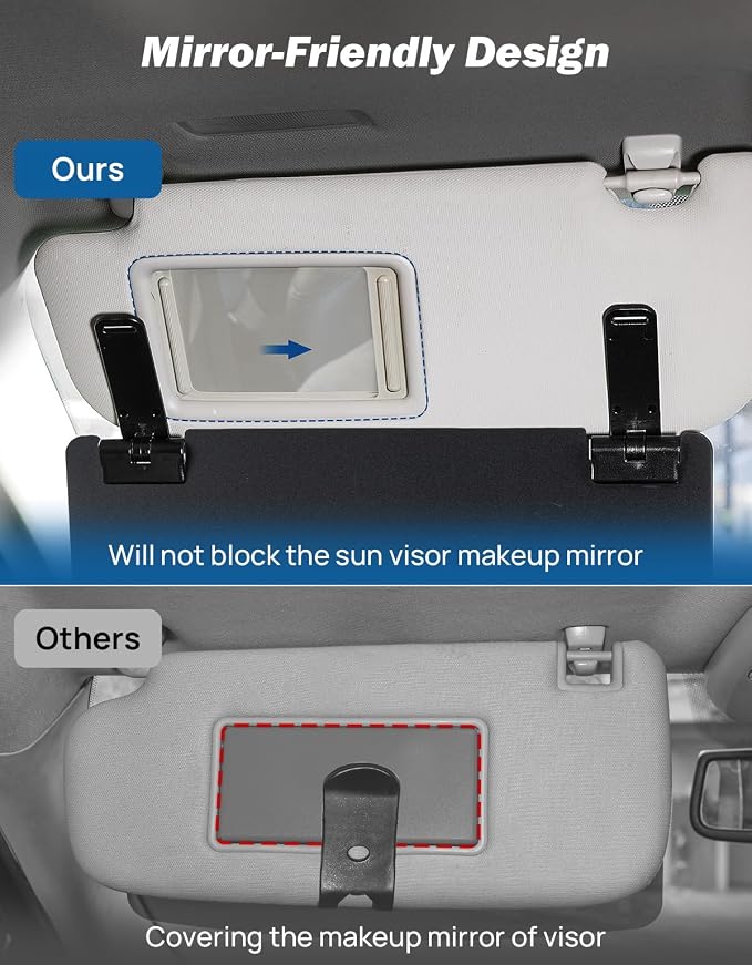 JOYTUTUS Sun Visor Extender for Cars, Opaque Sun Visor Extender Universal Sun Blocker UV400, Adjustable Visor Extension for Car Visor,Double-Clip,Anti Glare Stray Light