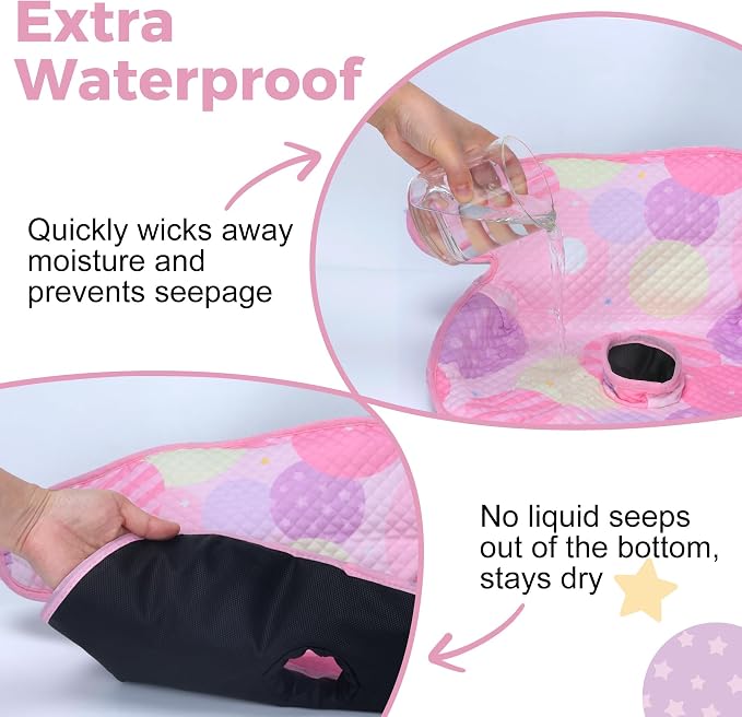 Piddle Pad Waterproof Car Seat Protector for Potty Training – Flat, Padding-Free Machine Washable Seat Cover for Spills & Potty Accidents – for Car Seat, Stroller, High Chair (Pink, 2PC)
