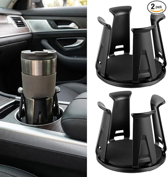 Amaxiu 2 Pcs Car Cup Holder Expander, Adjustable Cup Holder for Cars Automotive Slim Can Cupholder Insert Adapter with Self-Adhesive & Suction Cups Secure Drink Holders for Car SUV Truck