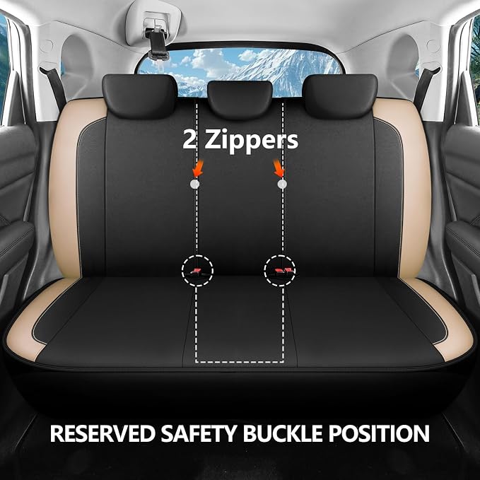 HChengkikz Full Set Neoprene Waterproof Car Seat Covers, Seat Protectors | Water Resistant Seat Protectors, Airbag Compatible, Universal Fit for Sedans, SUVs, Trucks, Vans