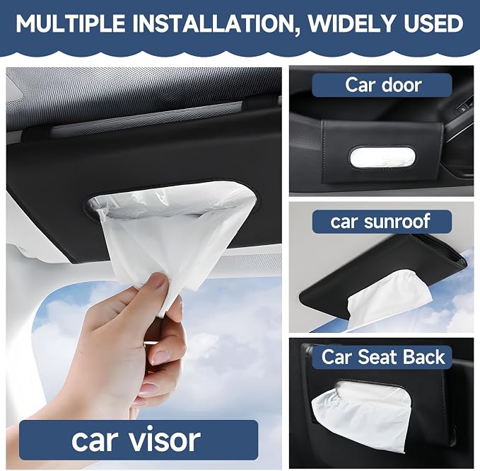 Car Tissue Holder for Visor with Lotion Facial Tissues 2 Pack | for Allergy Season & Sensitive Skin,Slim Visor Tissue Holder,Easy-Access Car Napkin Holder for Parents,Commuters & Road Trips