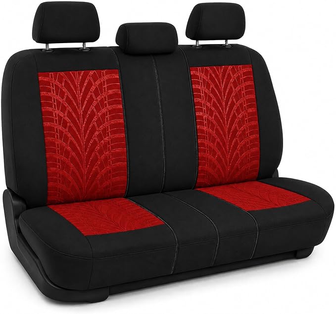 FH Group Rear Set Travel Master Car Seat Covers - Universal Fit, Split Bench Rear Seat, Washable, for SUV, Sedan, Red