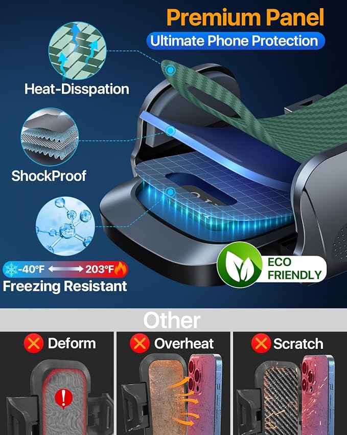 HTU 2026 Ultimate Best【True Military-Grade & Safety Cert】 Car Phone Holder | 【Upgraded 360 Rotation & 100LBS Strongest Suction】5-in-1 Truck Windshield Dashboard Vent Mount Stand for iPhone Android,Green