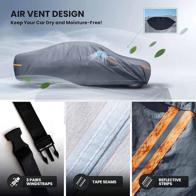 Waterproof Benz CLK 200 280 320 350 430 500 Car Cover with Breathable Vents, [Upgrade] Premium Covers with Cotton Liner and Zipper Door,Sun Rain Snow Dust Uv Protection.(Gift with Towel)