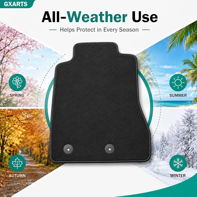 GXARTS Car Waterproof Floor Mats Carpet Full Set Compatible with Ford Ranger 2024 2025 | All-Weather Protect, Black Velour Automobile Floor Liner Accessories