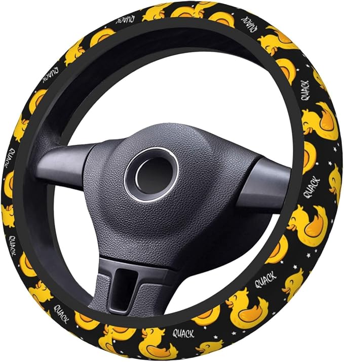 Cartoon Duck and Stars Steering Wheel Cover Non-Slip Auto Steering Wheel Protector Car Accessories Universal Fit 15 Inches for Men Women