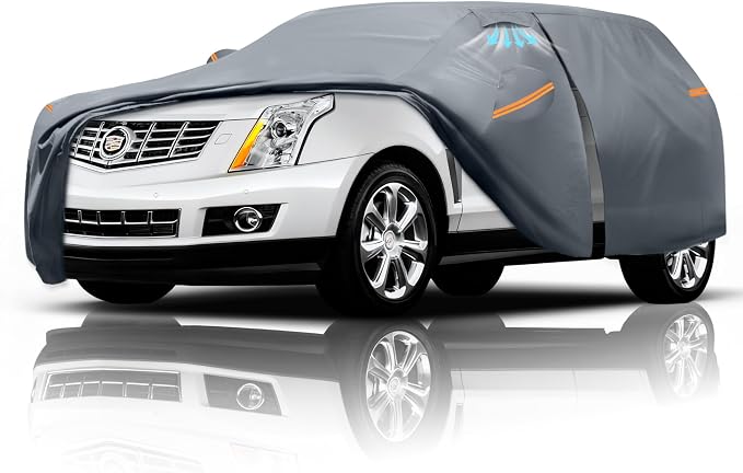 Waterproof Cadillac SRX(2009-2016) Car Cover with Breathable Vents, [Upgrade] Premium Covers with Cotton Liner and Zipper Door,Sun Rain Snow Dust Uv Protection.(Gift with Towel)