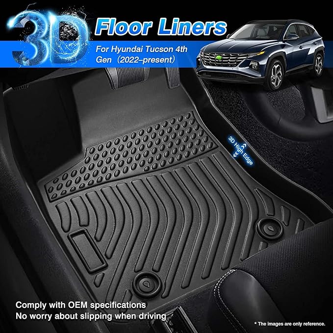 Cartist Floor Mats Compatible with Hyundai Tucson NX4 2022 2023 2024 2025 (Not for Hybrid Model) All Weather Floor Mats 1st & 2nd Row Carpet Protection 3D TPE Odorless