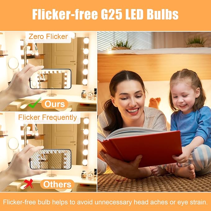 12 Pack Vanity Light Bulbs for Bathroom, 2700K Warm White E26 Base Round LED Globe Bulb, 60W Equivalent, G25 Vanity Light Bulb for Makeup Mirror Bedroom 120V, CRI85+, 500LM, Non-dimmable