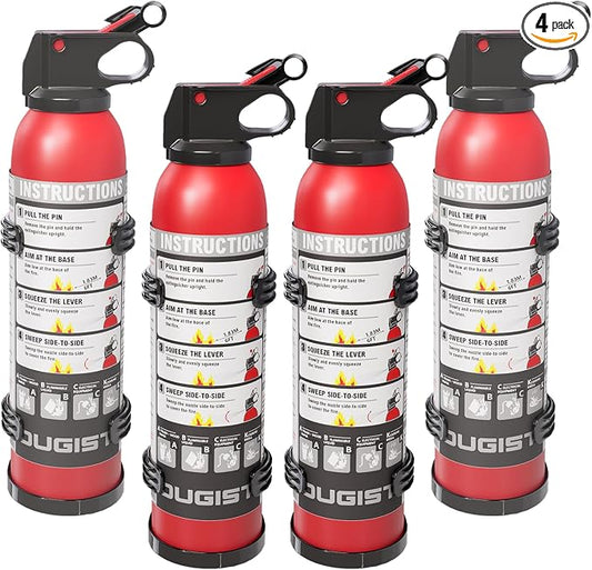 Small Fire Extinguisher for Home & Car – (4-Pack, 1.32lb Each) Portable ABC Chemical Powder Fire Extinguishing Spray | for Kitchen Grease, Electrical, Vehicle & Garage Fires, Easy to Use